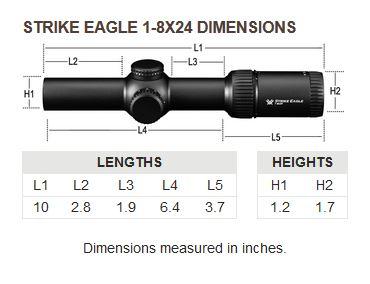 Vortex Optics Strike Eagle 1-8x Dimensions
