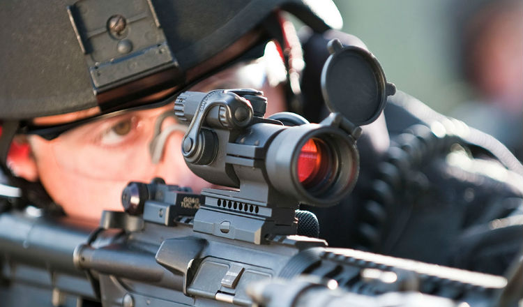 Aimpoint PRO attached to a rifle