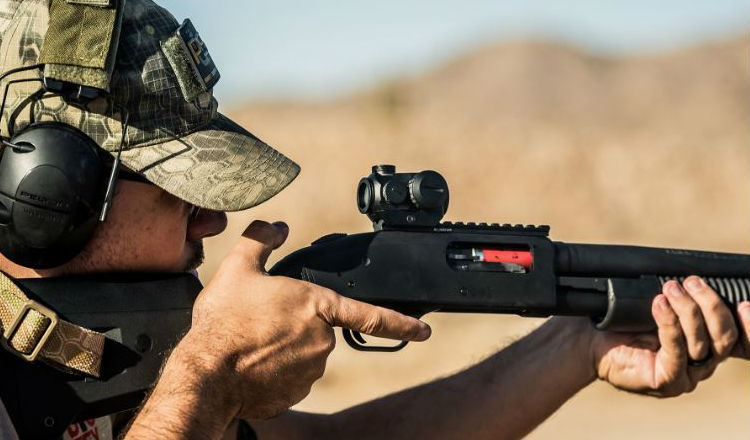 Trijicon MRO sight attached to a shotgun